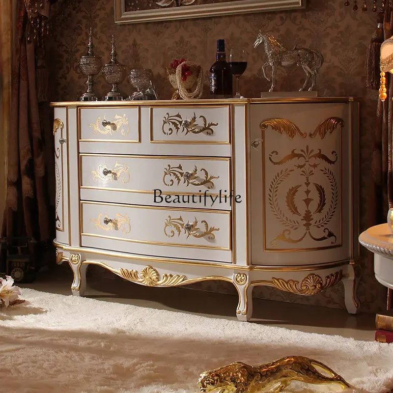 

ld14 European neoclassical white side cabinet French retro entrance cabinet