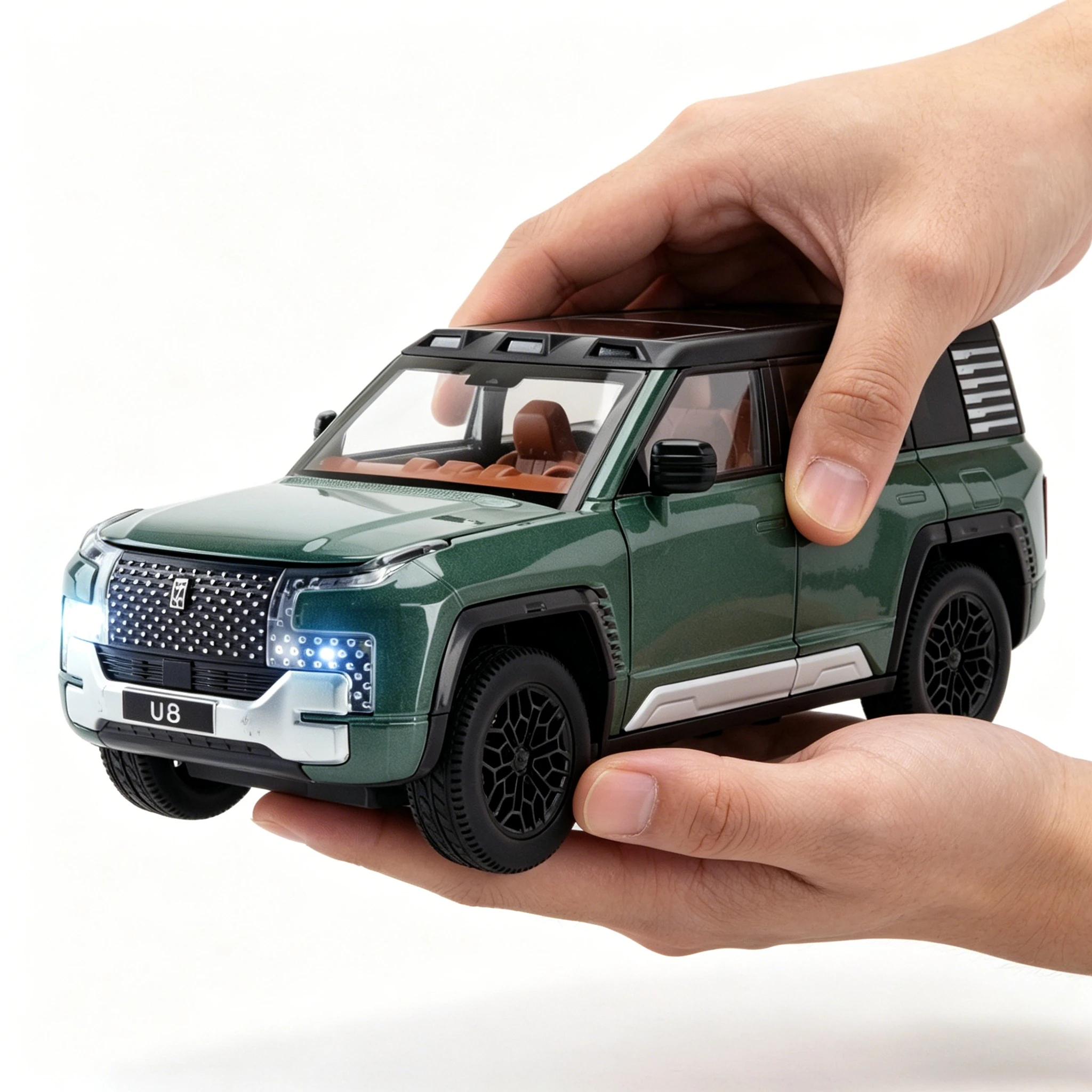 

1:24 Looking At Up U8 Model Toy Car Shock Absorption Doors Opened Metal Diecast Off-road Vehicle Models Kids Best Gift