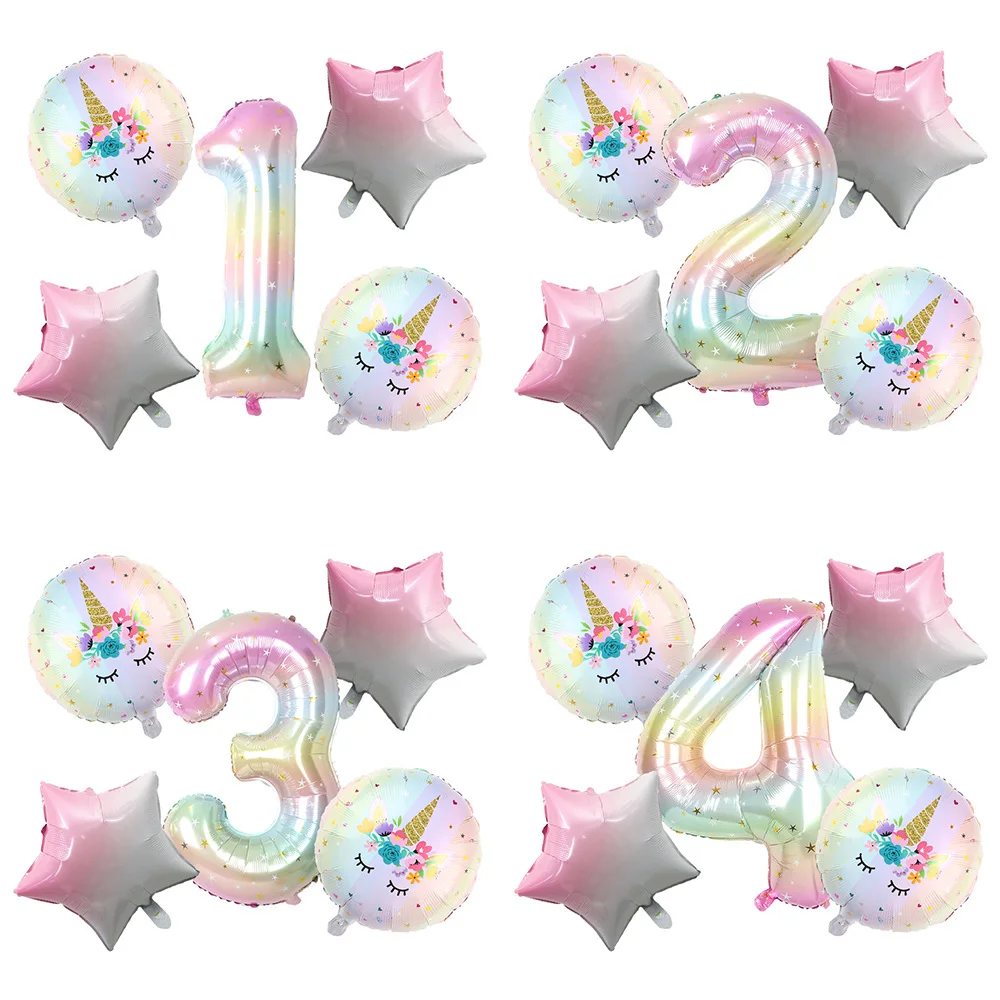 1Set Unicorn Balloons Unicorn Birthday Party Decorations for Girls Foil Balloons Set for Wedding Baby Shower Party Supplies 