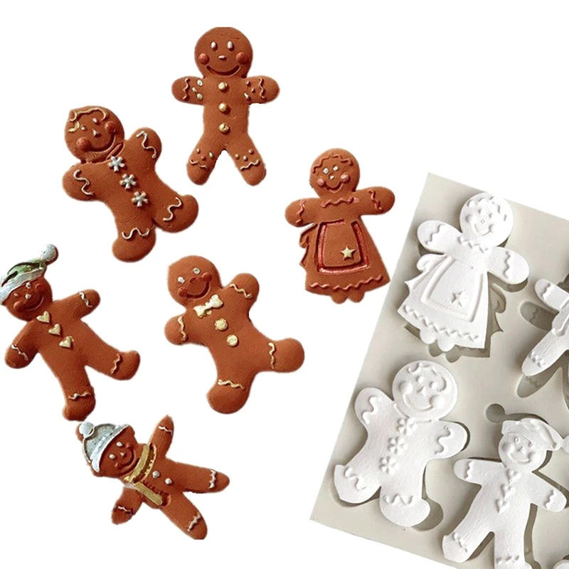 

Christmas Gingerbread Man Christmas Series Silicone Mold Fondant Cake Mold Chocolate Candy Clay Mold Cake Decoration