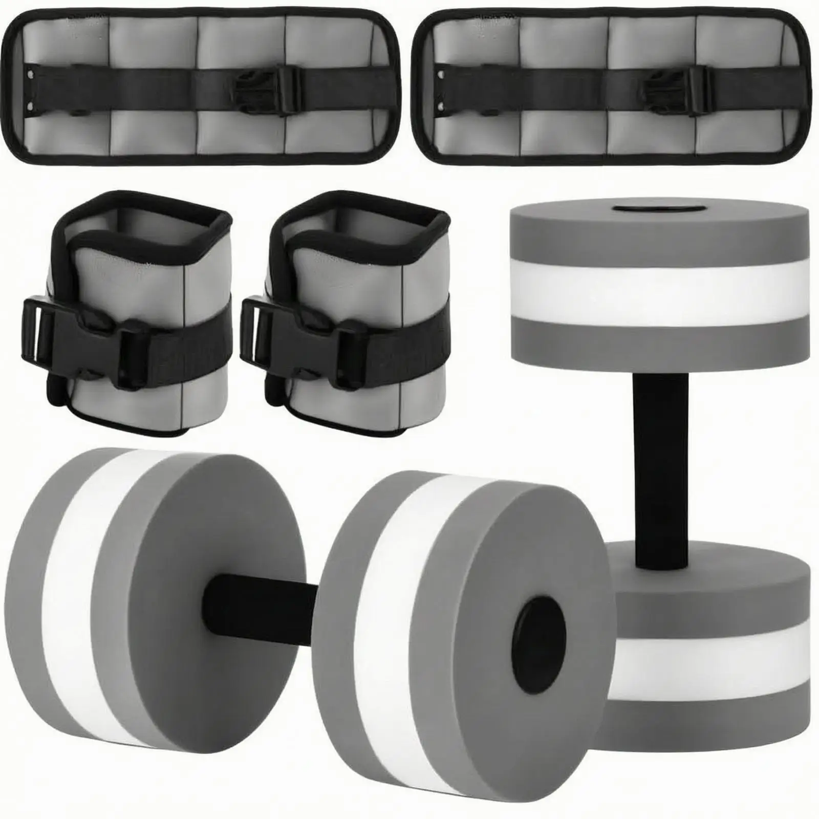 Adjustable Foam Aquatic Dumbbell with Wrist Ankle Weights for Water Aerobics Pool Strength Training