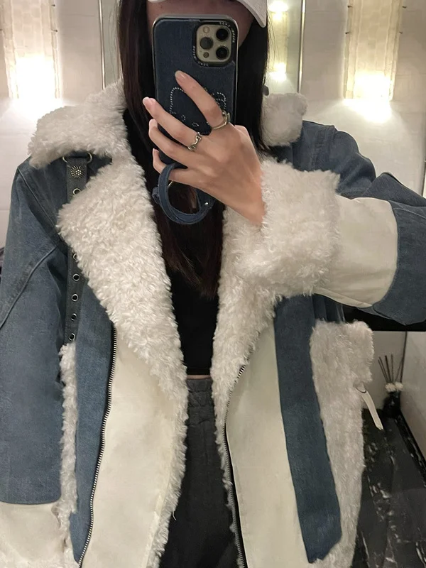 

Ladies Thiened Lamb Fur Cotton Jaet Winter Design Slimming ort Coat Stand Version Hong Kong Sle Daily Wear