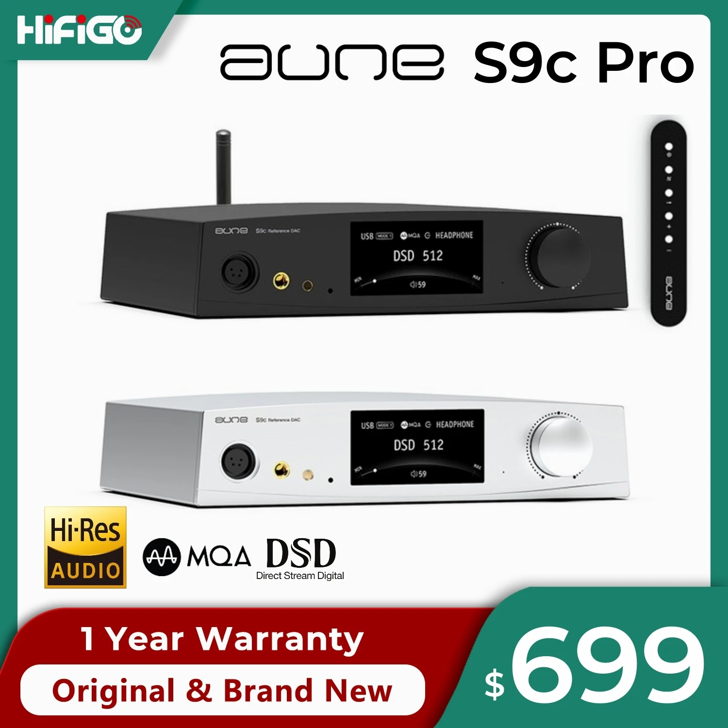 Pro Mqa16 × Dac com Fone de Ouvido Amp Entrada do Relógio Amplificador Totalmente Discreto Chip Dac Es9068a Duplo Bluetooth de Alta Resolução Entrada Usb Aune-s9c