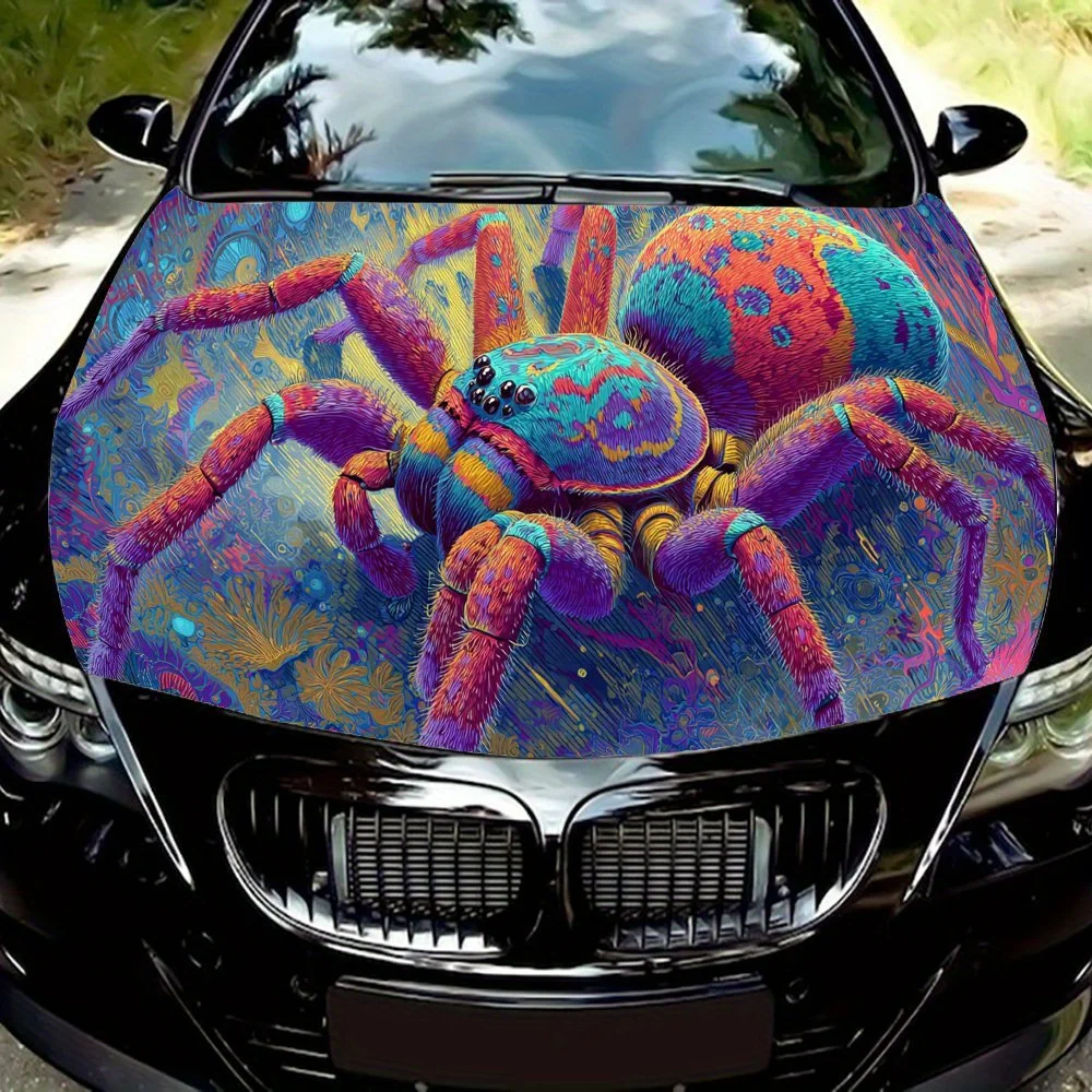 

Glow 3D Colorful Spider car hood stickers, waterproof self-adhesive, scratch resistant, easy to stick, durable car PVC stickers,