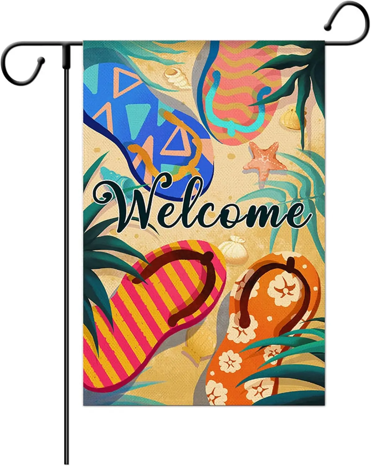 Welcome Spring Summer Garden Flag Colorful Flip Flops Garden Flags Summer Tropical Beach,12 x 18 Inch Double Sided Brulap Ya SSL