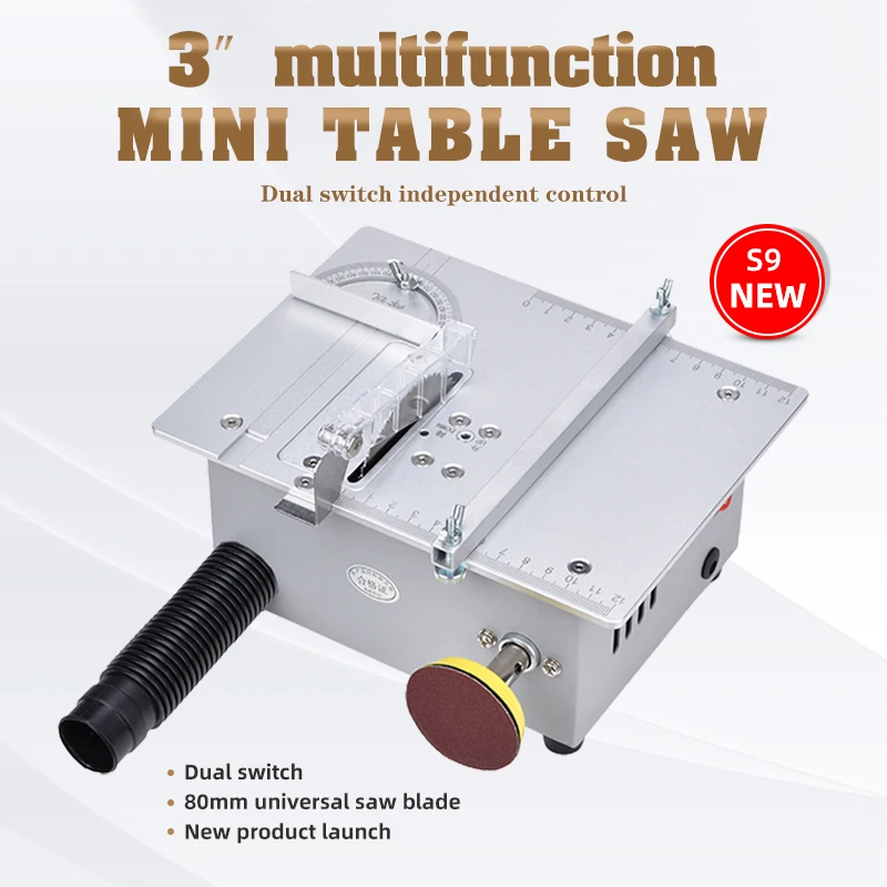 S9 multifunctional small table saw 3 inch precision desktop mini table saw mini DIY chainsaw with Grinding function