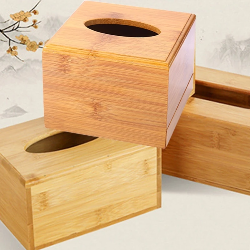 Bamboo Box Tissue Household Hotel Cafe for Creative Napkin Dispenser Box Utility Paper Container Large Capacit