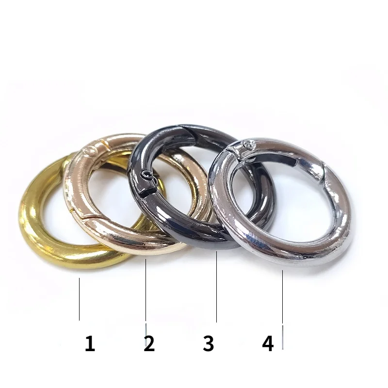 5Pcs 18mm-34mm Metall O Ring Frühling Verschlüsse Runde Karabiner Schlüsselbund Tasche Clips Haken Hund Kette schnallen Stecker für DIY Schmuck