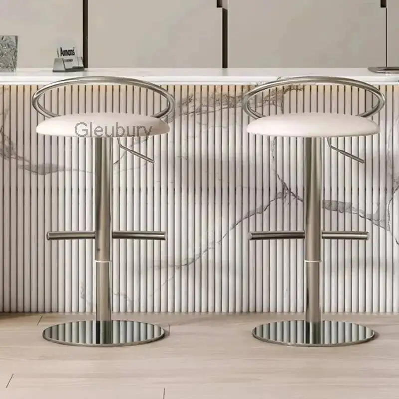 

Барный стул с кожаной спинкой, современный дизайн, белый, прочный, недорогой, в скандинавском стиле, элитная мебель