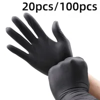 Disposable Black Thickened Nitrile Gloves For Home Cleaning Gardening Safety Tools Kitchen and Cooking Tattoos 20/100 Pcs 100pcs