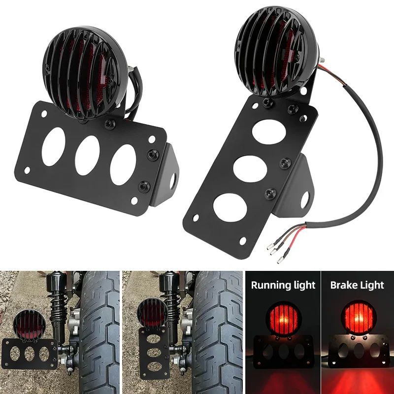 

Motorcycle Side Mount Tail Light w/ License Number Plate Bracket Rear Stop Light For Harley Sportsters Bobber Chopper