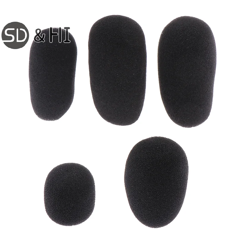 5PCS Foam Earphone Mic Cover Microphone Windscreen Headphone Sponge Black Microphone Dedicated Set Headset Replacement