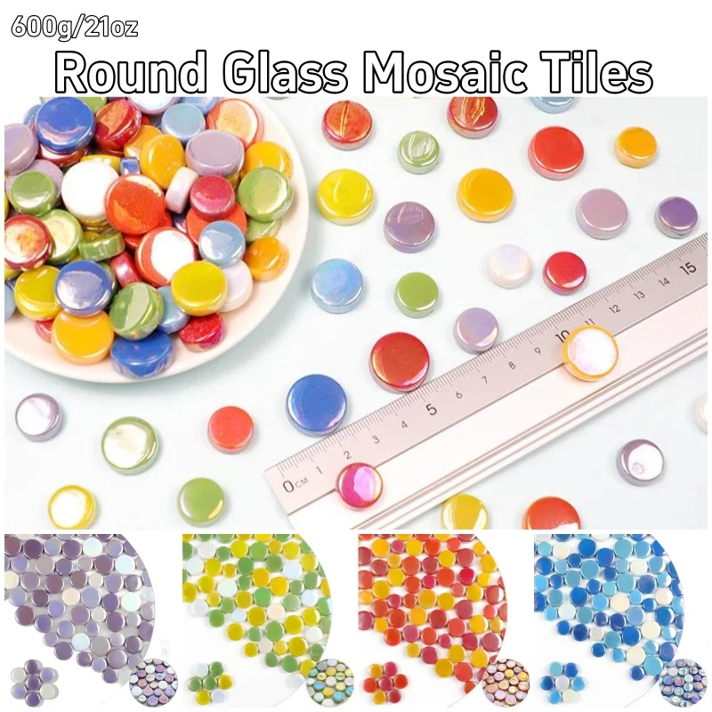 

Круглая стеклянная мозаичная плитка на 600 грамм/21 унций (10,14,17,19) мм/ (0,39,0,55,0,67,0,74) диаметром, смешанная нефритовая плитка, высота 6 мм/0,24 дюйма