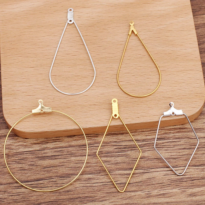 

20pcs/lot Geometric Shape Ear Wire Earring Pendant Hooks Connector for DIY Dangle Earrings Components Jewelry Making Accessories