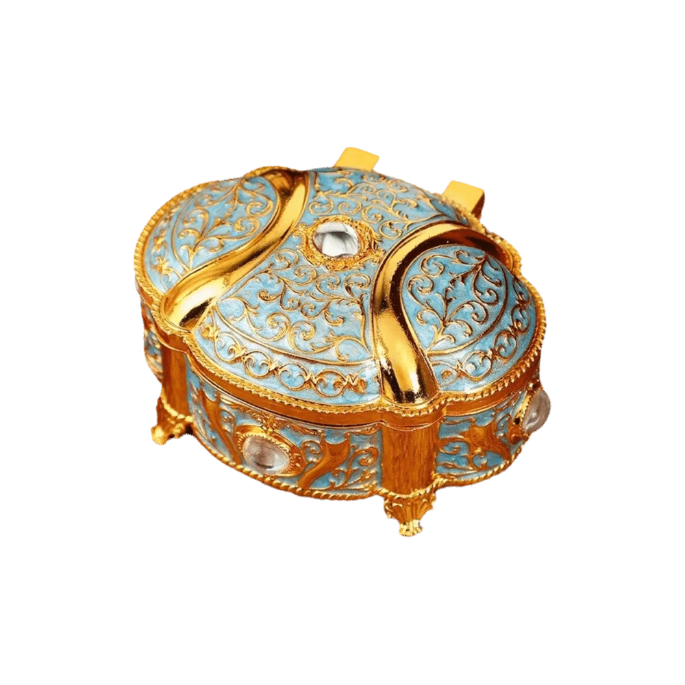 

Органайзер для украшений в винтажном стиле, овальной формы, из цинкового сплава, шкатулка для мелочей с откидной крышкой, легкий роскошный футляр для хранения украшений для женщин