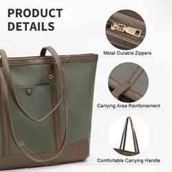 Women Large Shoulder Bag, Zipper Bag, Foldable Top Handle Travel Bag, College Laptop Canvas Bag for Work, Shopping, Sports,Beach