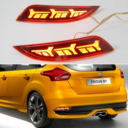 Car Accessory LED Rear Bumper For Ford Focus ST Hatchback 2015 - 2018 Reflector Signal Running Light Brake Indicators Auto Part