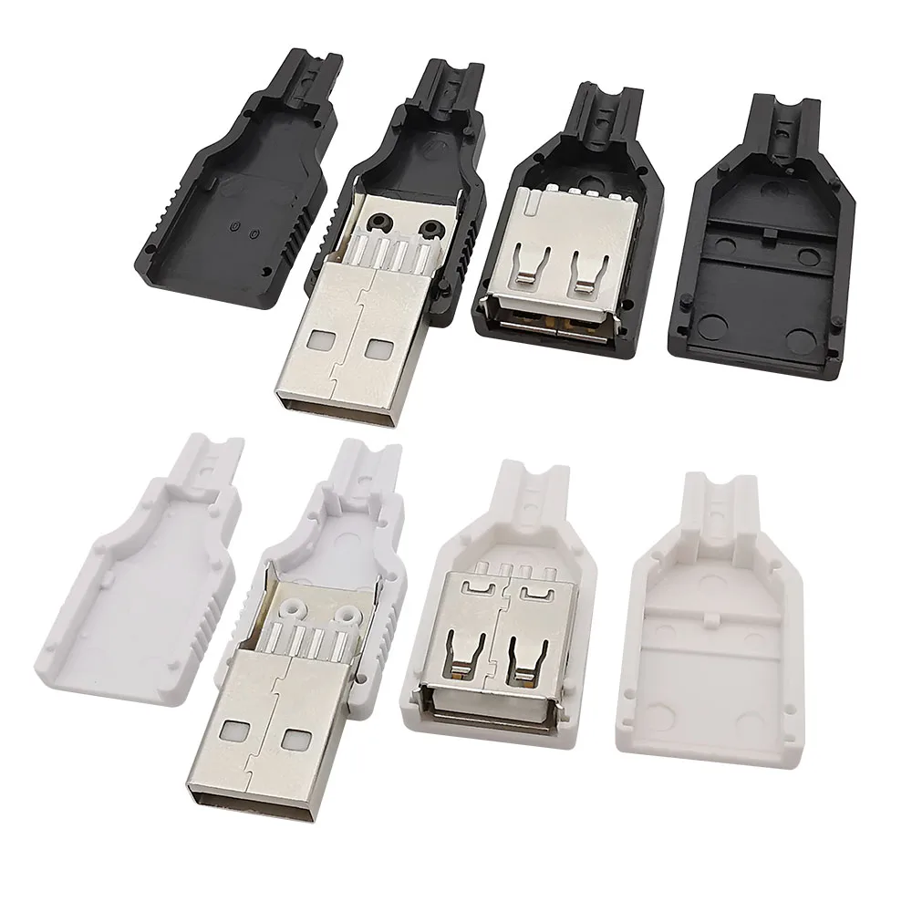 5/10/20Pcs USB Type A Male Female 4 Pin Soldering Plug Socket Connector With Plastic Cover Type-A DIY Kits Black White