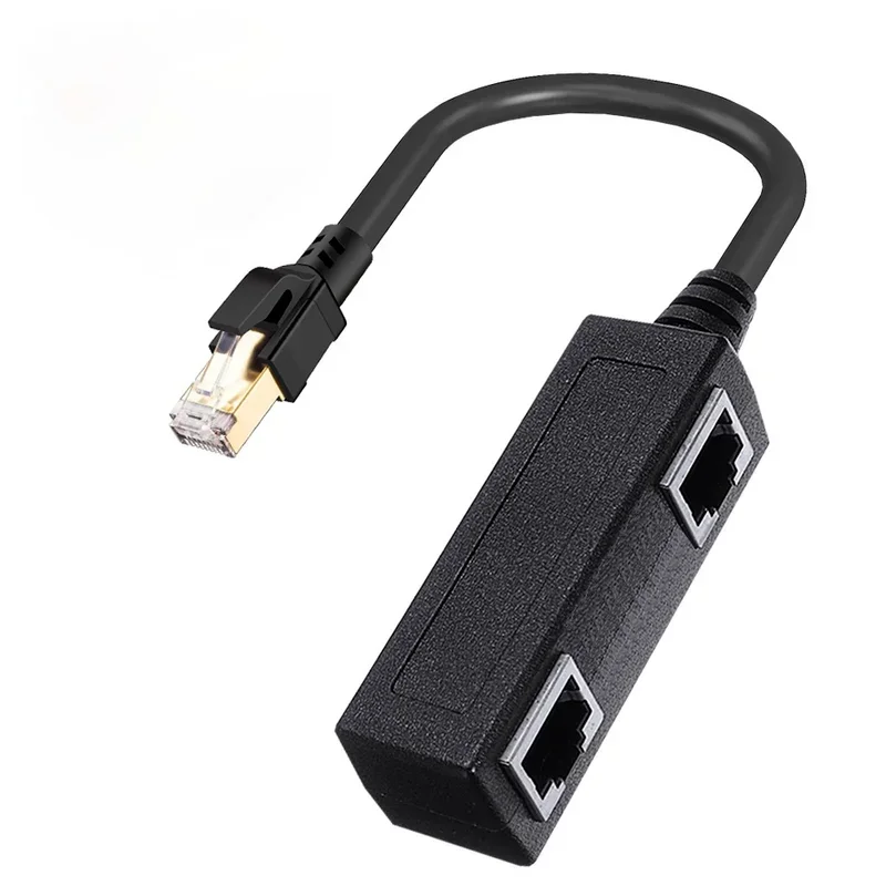 محول تمديد كابل توصيل شبكة إيثرنت، موصل ذكر إلى أنثى لمحاور التوجيه، RJ45 1 ذكر إلى 3 منافذ أنثى