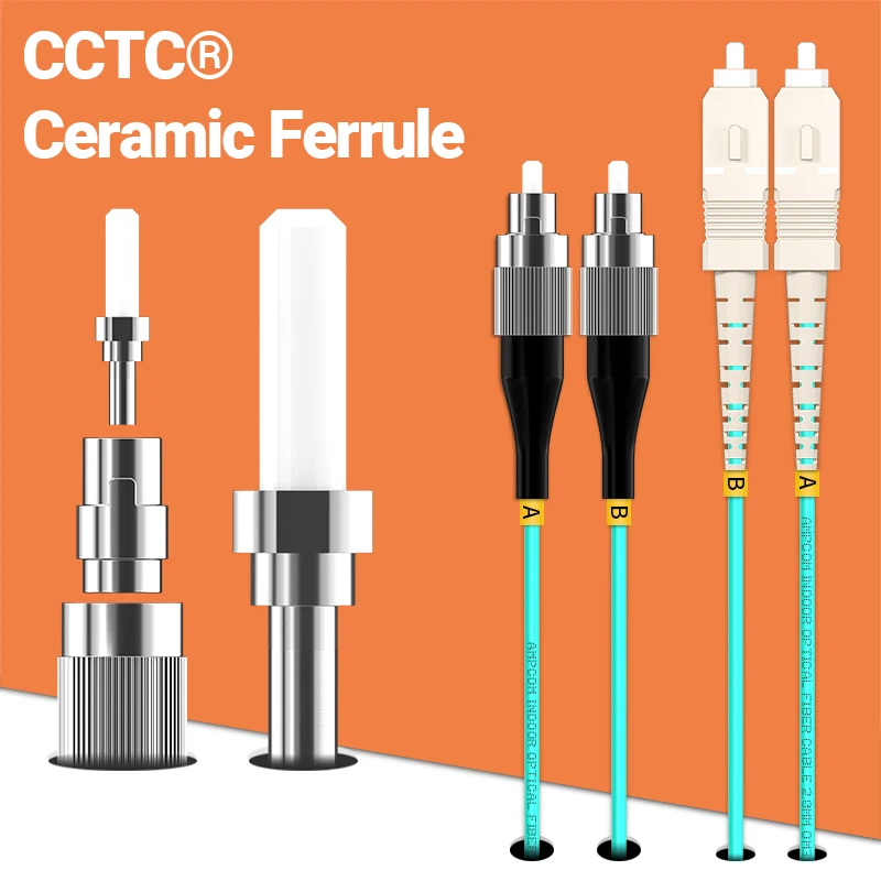 AMPCOM-OM3 SC to FC UPC 광섬유 패치 케이블, 다중 모드 이중 척도 50/125μm 10Gbps 구부러지지 않는 2.0mm 광섬유 코드