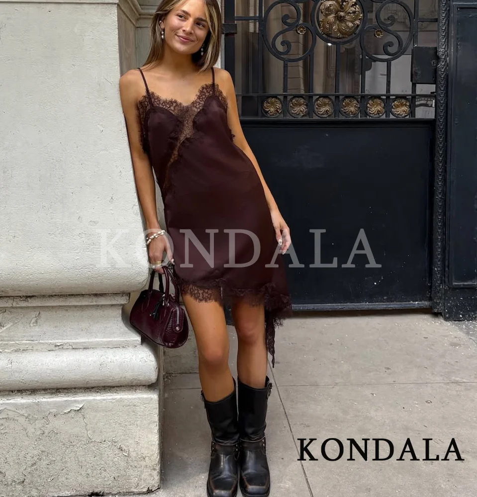 Kondala Elegante Sexy Kanten Zoom Jurk Vrouwen High Street Vakantie Satijnen Jarretel Jurk 2026 Lente Zomer Trendy Etentje Jurk