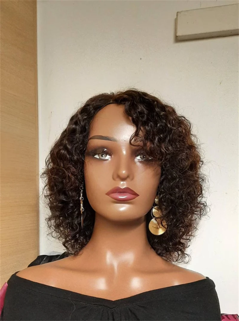 

13x4 HD Transparent Lace Front Short Bob Curly Wigs Pre Plucked Brazilian Human Hair Wigs 180% Density For Women