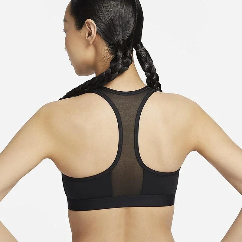 Wire-free Nike SWOOSH Women's Moderate Support Quick-Dry Lining Front Zip Sports Bra FN2732-010