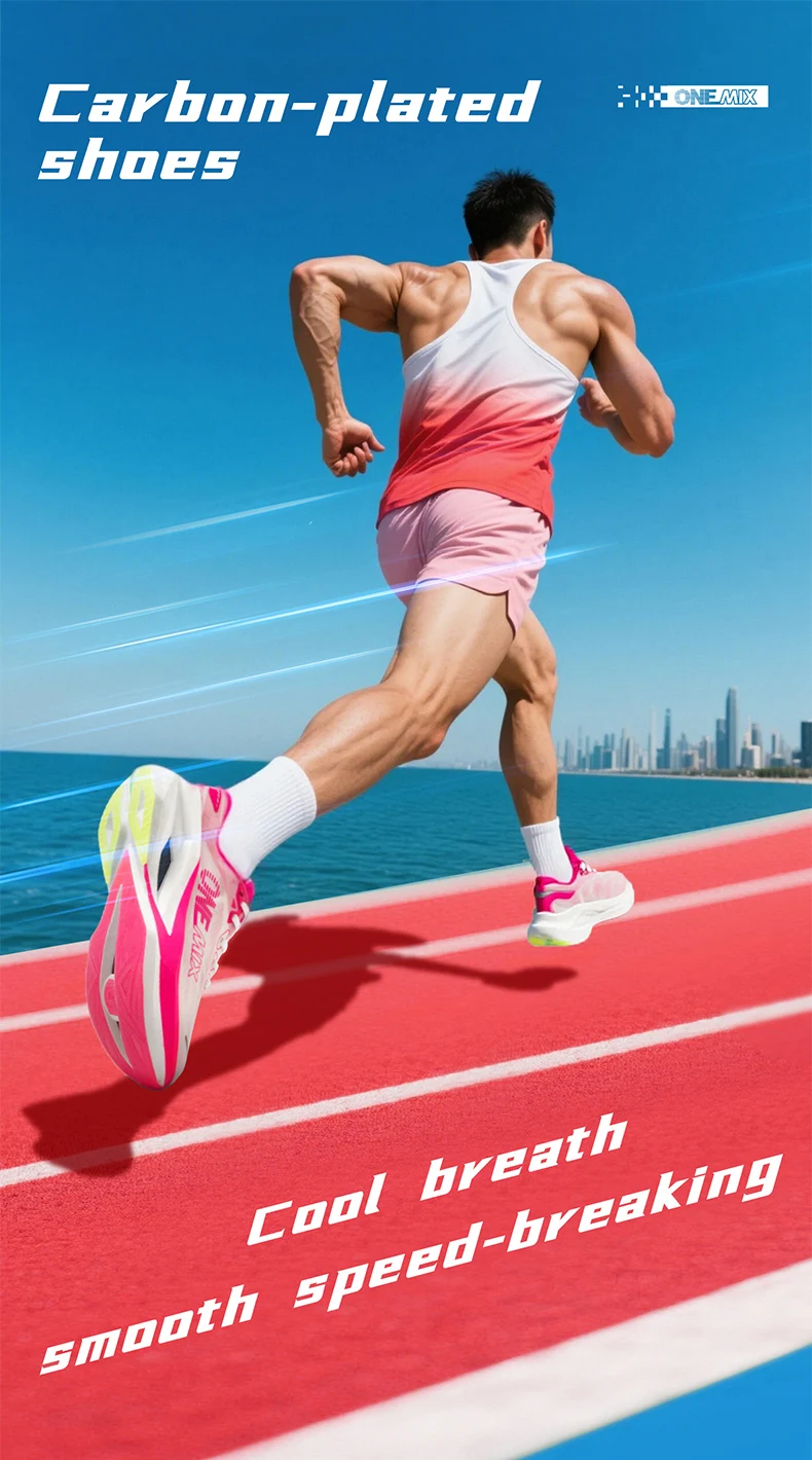 ONEMIX Professional Marathon Racing Running Training Shoes Men Full-length Shock Absorption Sports