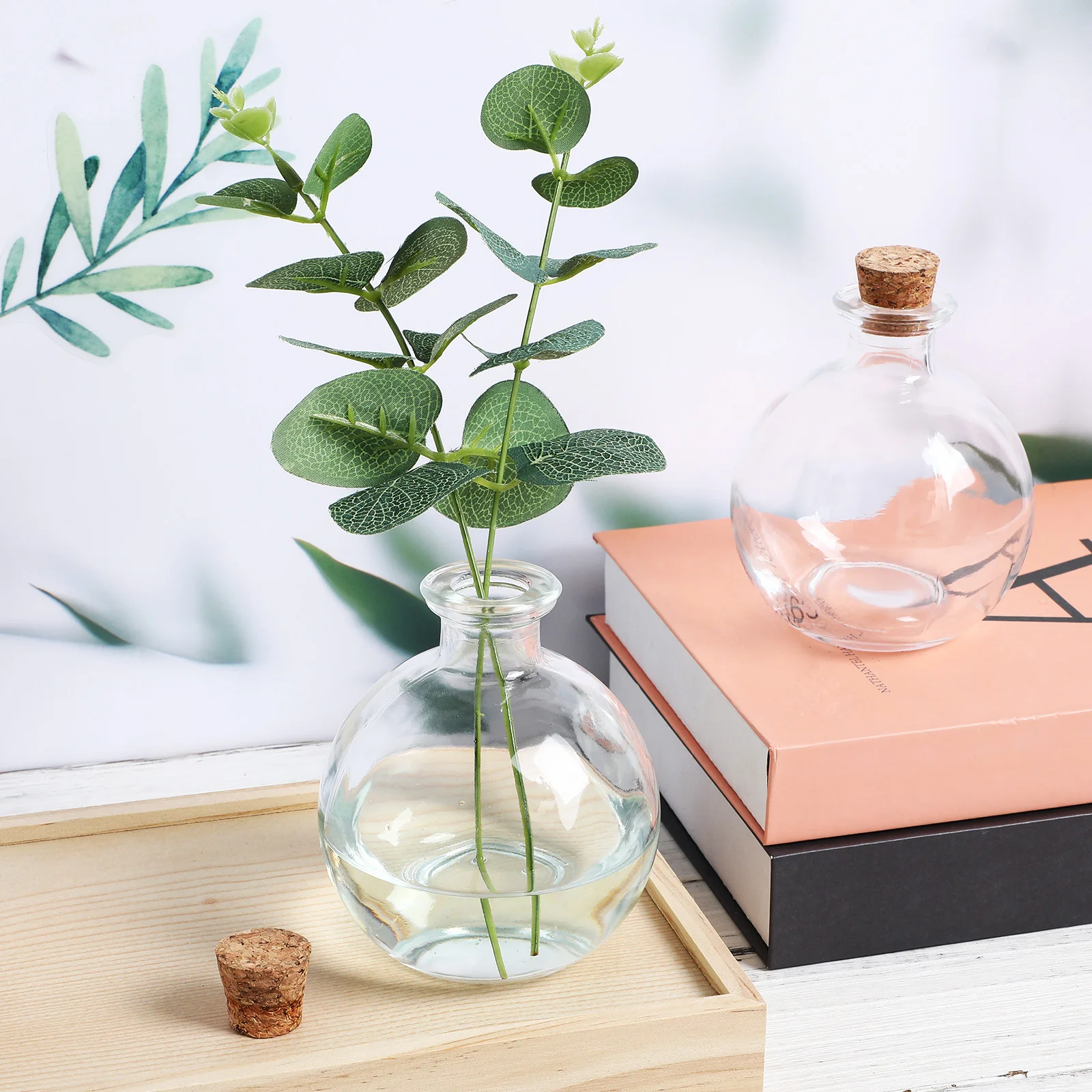 

2Pcs Glass Jars 250Ml Capacity Spherical Design Transparent Texture Hydroponic Plants Storage Moss Crafts Home Decor