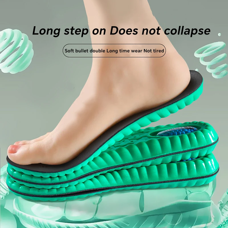 1pair Air Cushion Latex Sports Insoles Cowhide Insoles Arch Support Insoles Shock Absorbing Insoles