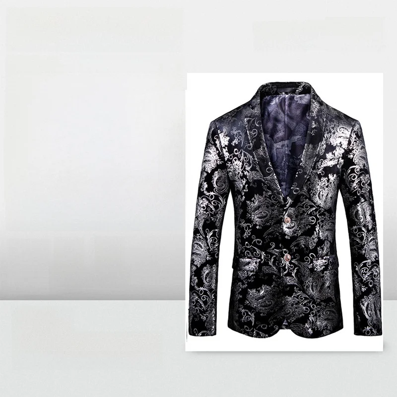 

Large Size Suit Ele Wedding Dr Gold Emed Walnut Flower Design Single Breasted Thiened Autumn Collection Men's Fa...