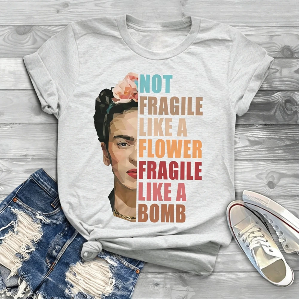 Not Fragile Like A Flower Fragile Like A Bomb Funny Vintage T-Shirt Frida Khalo Shirt Feminist TShirt Women Rights Streetwear view 6