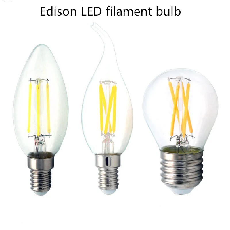 E14 LED Filament Bulb Retro Edison Glass Bulb for Home Ceilling Decoration C35/C35L/G45 White Light Warm Light Drop Shipping