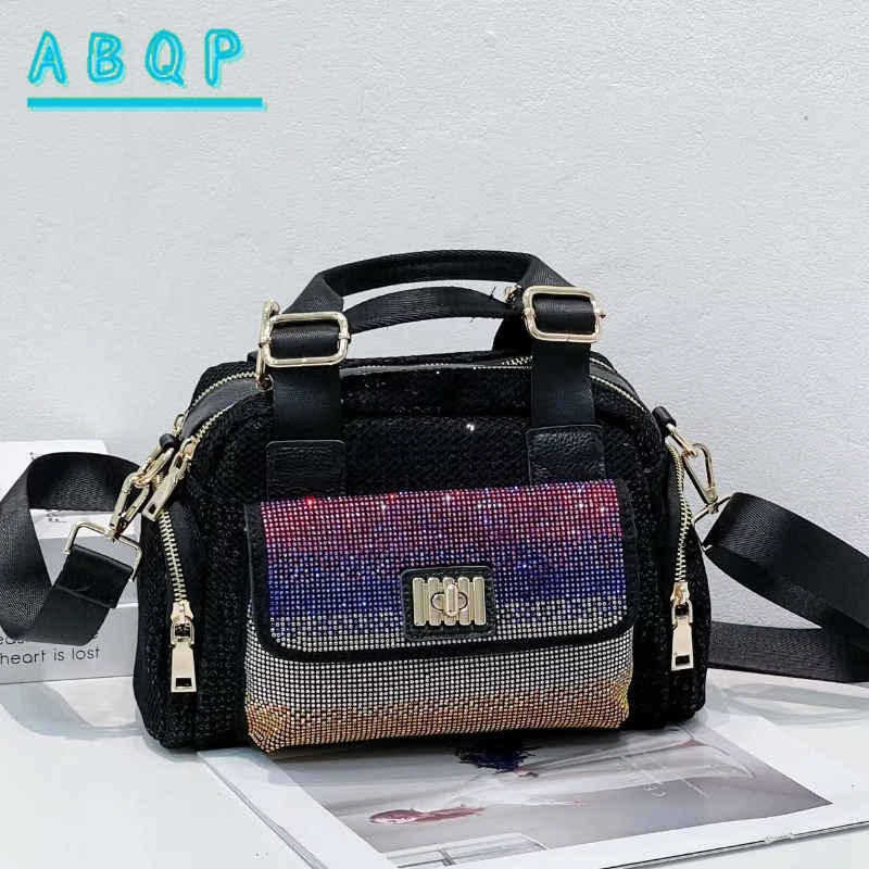 

Женская сумка через плечо из натуральной кожи класса люкс с бриллиантами, блестящая повседневная женская сумка-кроссбоди высокого качества