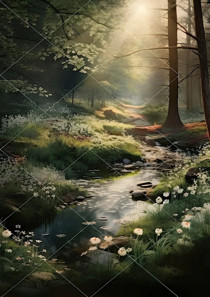 الغابات الخضراء مسحور الربيع المناظر الطبيعية في الهواء الطلق شجرة الشمس نهر الخلفيات الخلابة التصوير خلفيات الاستوديو