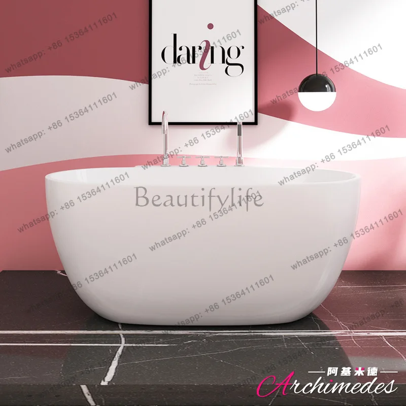Mini oval can be equipped with cylinder faucet villa-style bed and breakfast acrylic independent bathtub AJ-6070