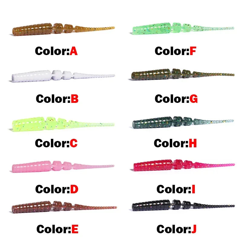 OUTKIT 4cm 5cm Fishing Soft Worm Lures Pin Tail Ice Fishing Bait Soft Polaris Sinking Lure Pesca Cheap Silicone Fishing Tackle
