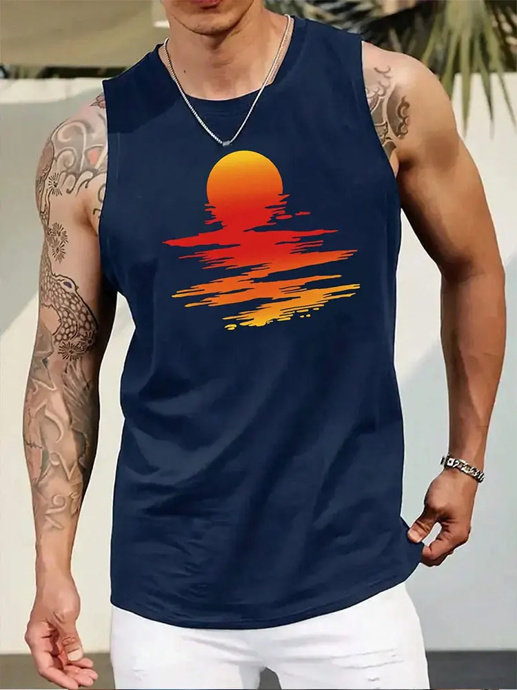 Summer Daily Casual Men\'s Tank Top Outdoor Beach Men\'s Sleeveless T-shirt Street Fashion Sports Tank Top Men\'s Sleeveless Top