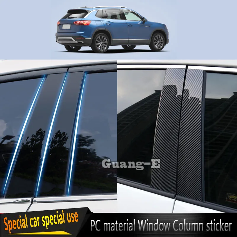 

For Volkswagen VW Tayron 2018 2019 2020 2021-2023 Car PC Material Pillar Post Cover Door Trim Window Molding Sticker Plate 6pcs