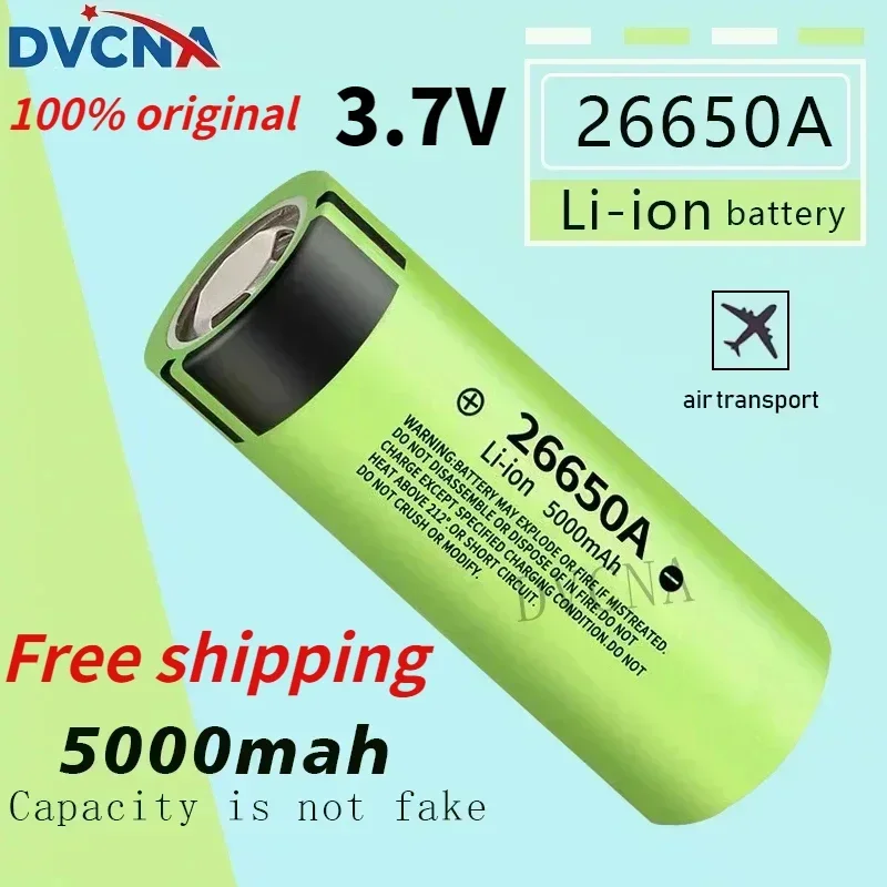 NEW 100% Original 26650 20A Power Rechargeable Lithium Battery 26650A , 3.7V 5000mah Suitable for Flashlight