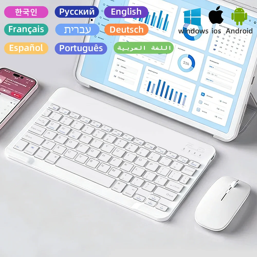 Bluetooth Wireless Keyboard Mouse for Xiaomi IOS Android Tablet Keyboard with Multiple Languages for IPad Air Mini Pro 2025