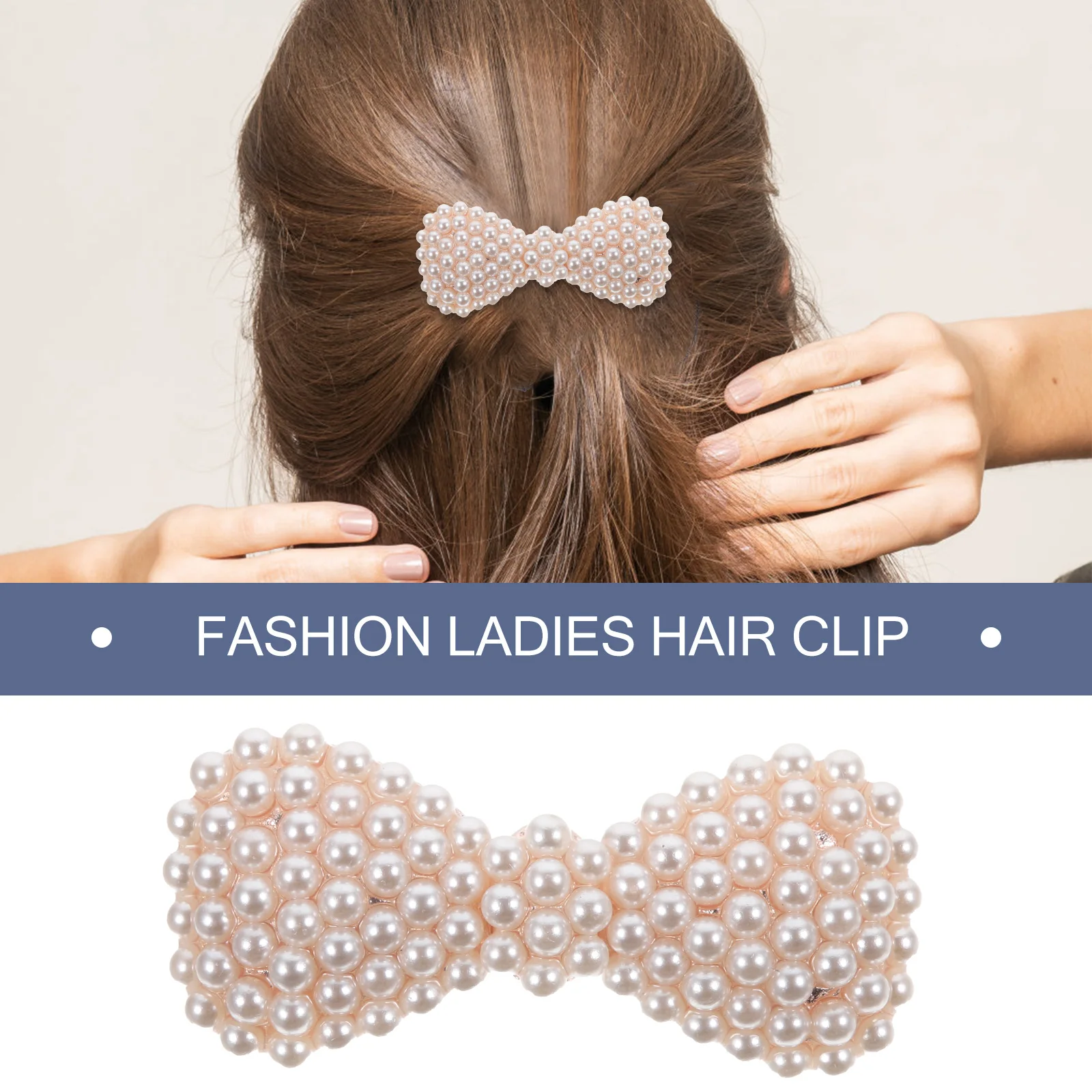 

Pearl Hair Clips Accessories Women Rhinestones Small Bow Spring Hairpin Vintage Metal Decorative Stylish Wedding Banquet Prom