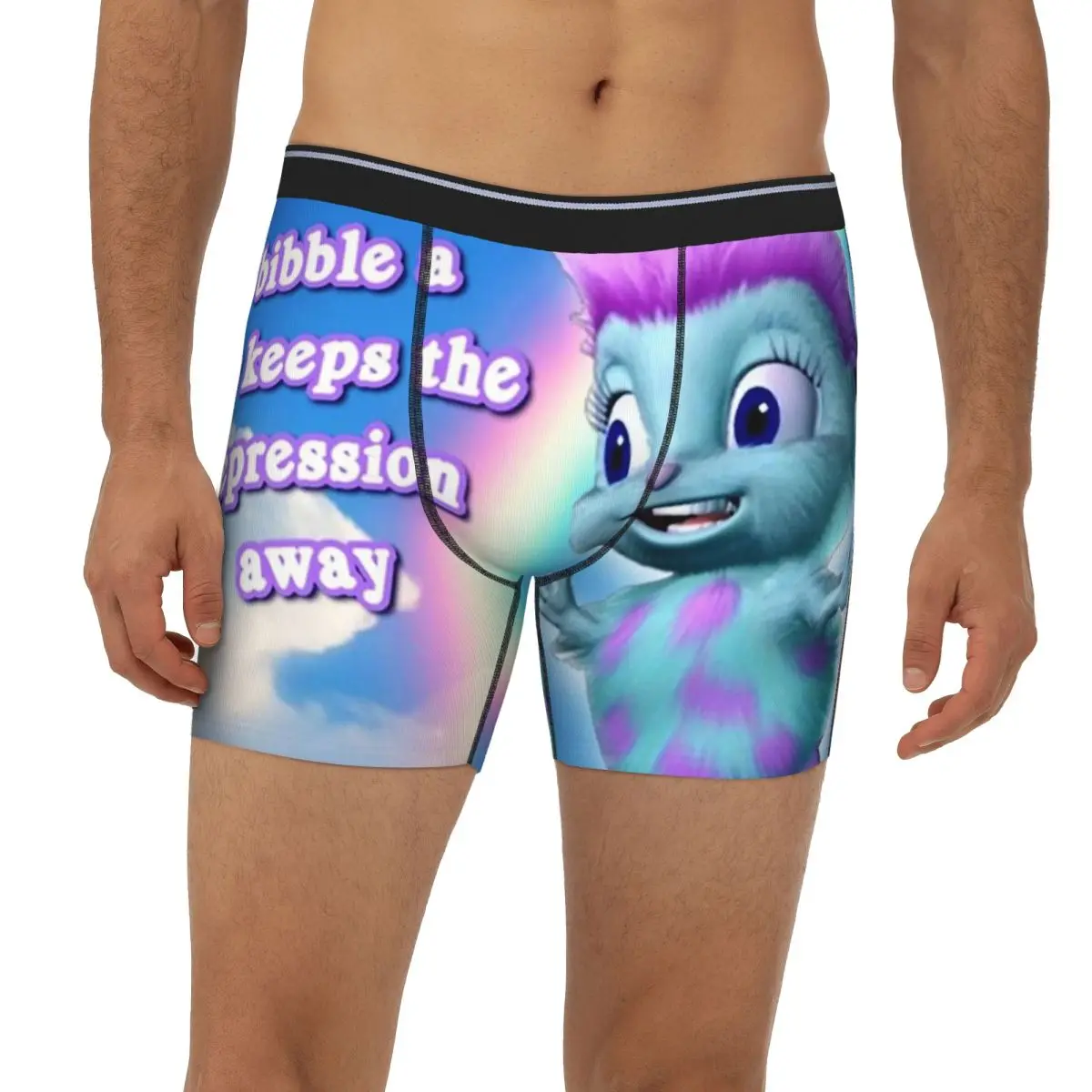 

A Bibble A Days Keeps The Depression Away Long Boxer Underpants Short Men's Panties Soft Underwear for Homme Man Boyfriend Gift