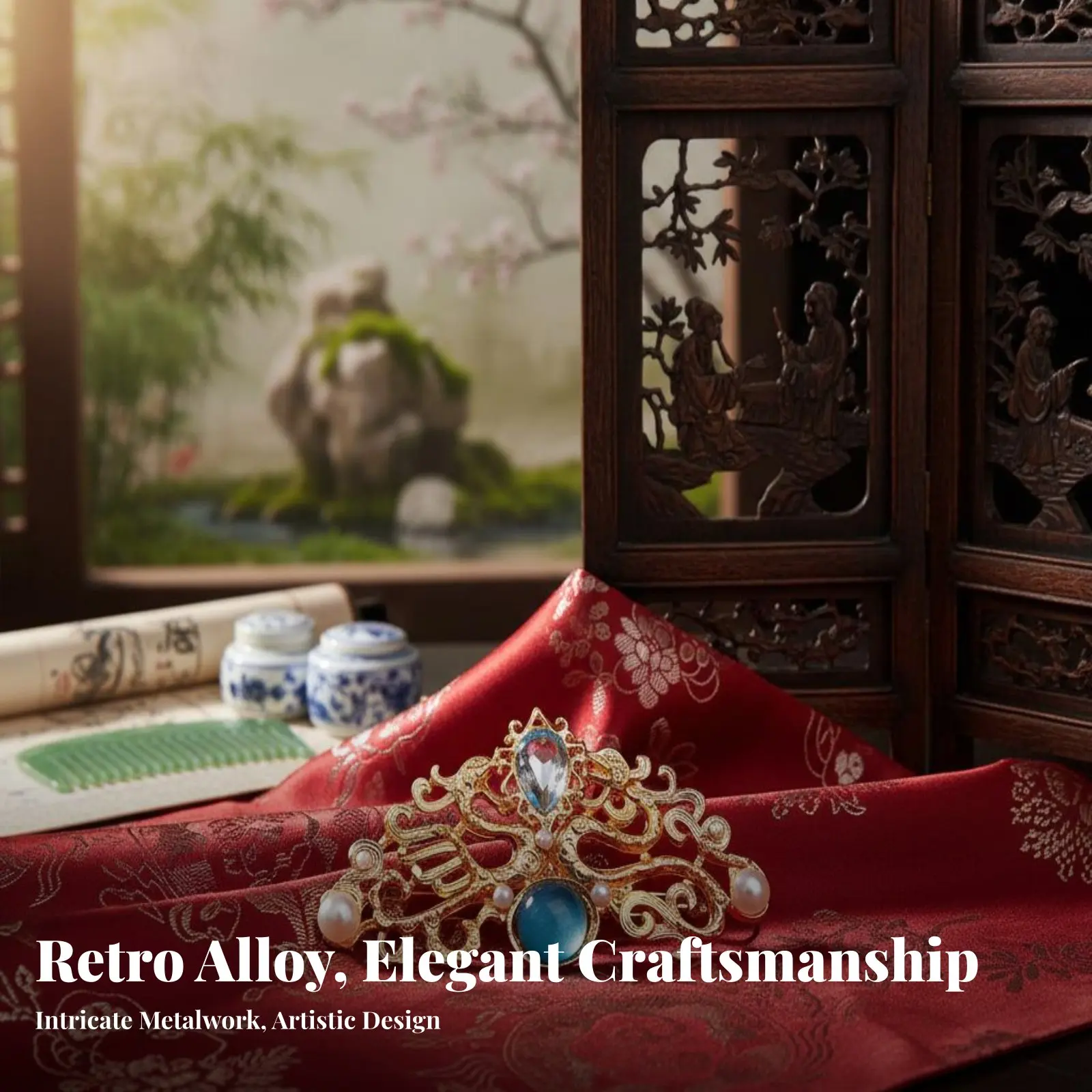 Chinese Traditional Hair Accessory Elegant Design Chinese Hair Crown Vintage Hairpiece Intricate Detailing Vintage Bridal view 4