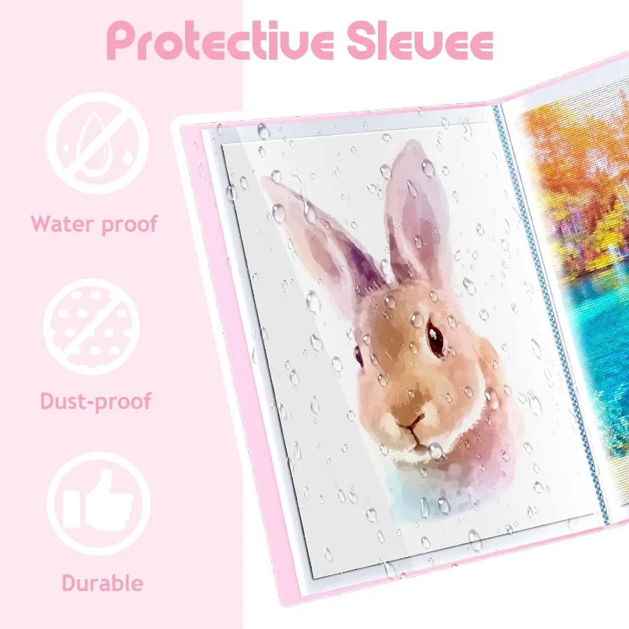 60페이지 A2 및 A3 다이아몬드 페인팅 보관책, 보호 슬리브 포함, 작품 정리 및 전시에 이상적