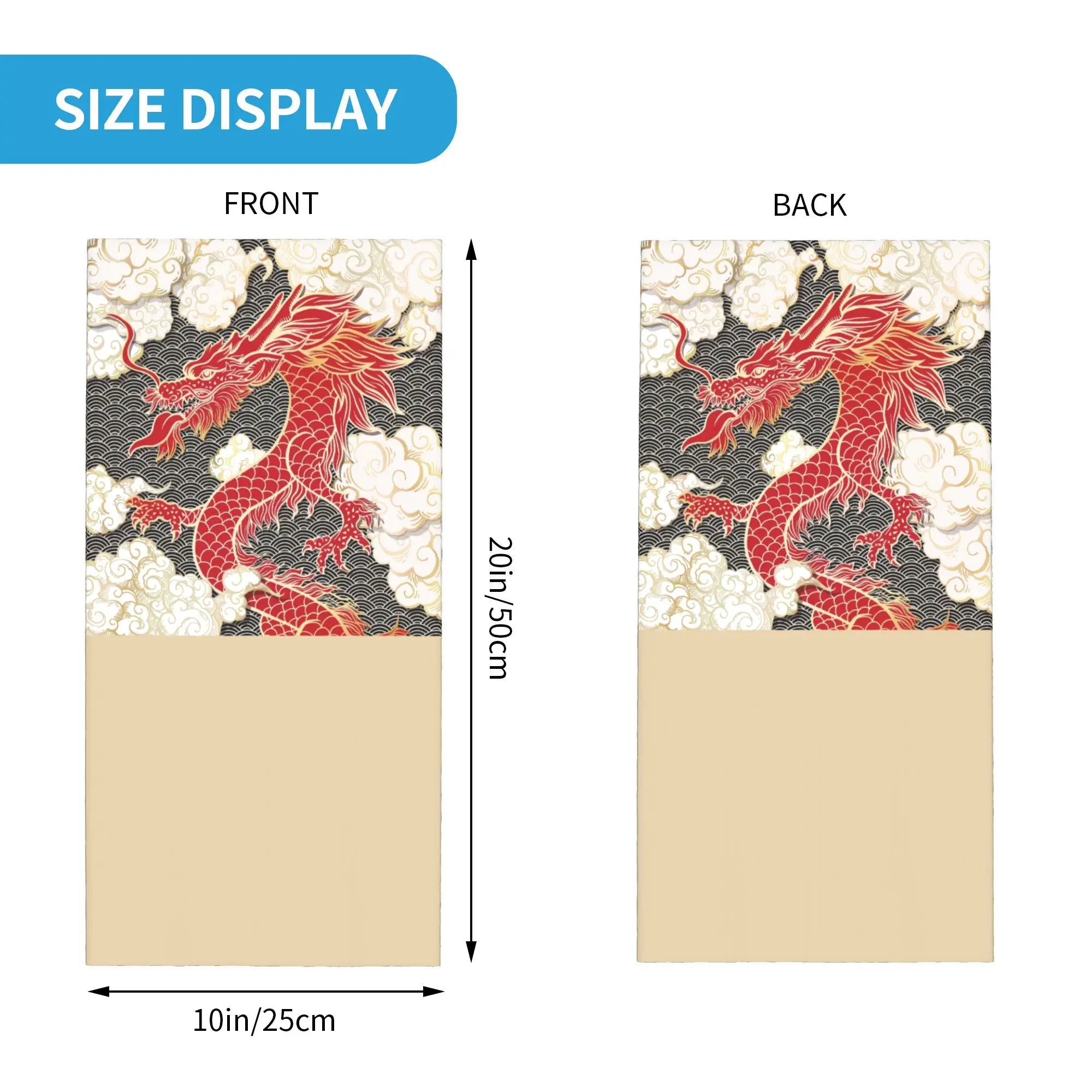 Custom Chinese Red Dragon Totem Pattern Bandana Winter Neck Warmer Men Windproof Wrap Face Scarf for Ski Tradition Asian Style
