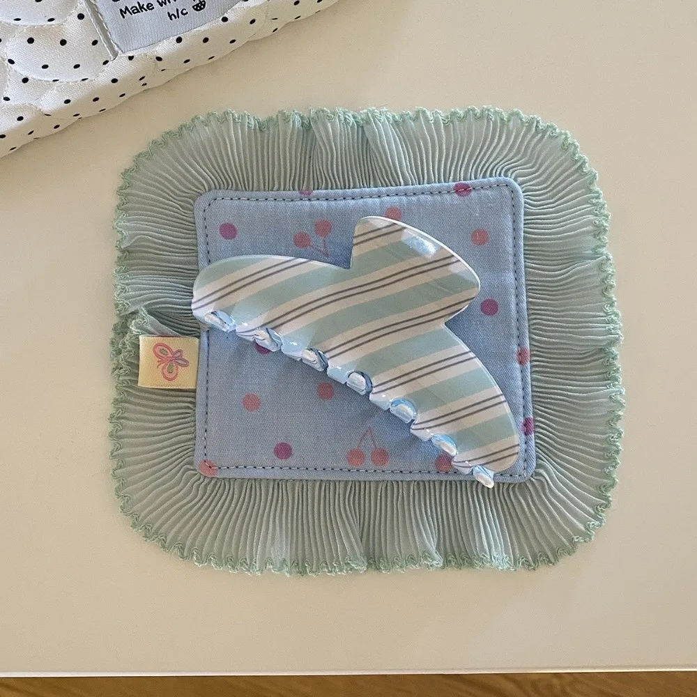 Neue Blaue Streifen-Serie Haarklammer Halbkreisförmige Geometrische Haarspange Lila Haarschmuck