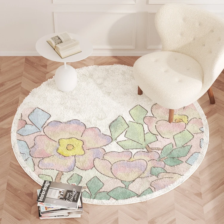 French Retro Carpets for Living Room Nordic Bedroom Decor Oil Painting Carpet Fluffy Soft Lounge Rug Large Area Plush Floor Mat