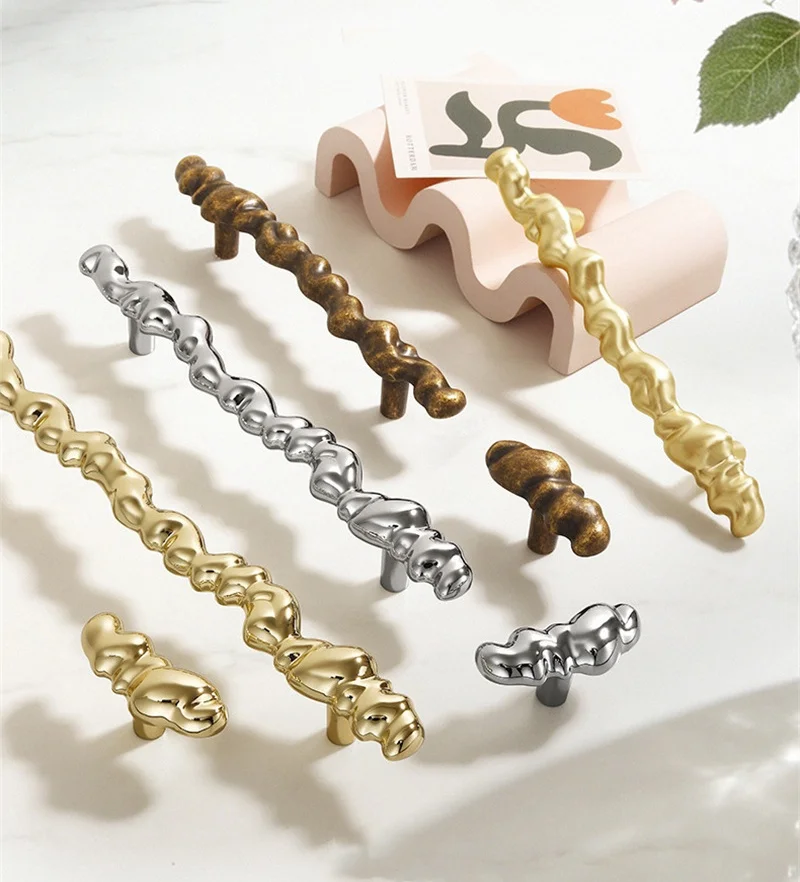 2Pcs French Irregular Twisting Cabinet Pulls Kitchen Cabinet Door Handles Drawer Knob For Wardrobe Cupboard Hardware Pulls Diy