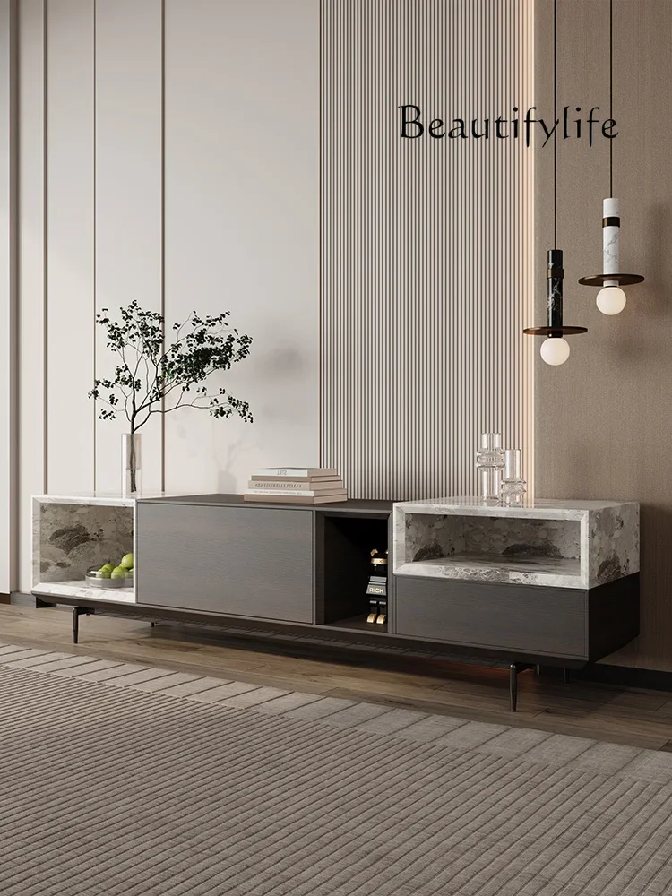 

M Italian Minimalist Marble TV Cabinet Modern Minimalist Solid Wood Living Room Home Floor Cabinet Y1